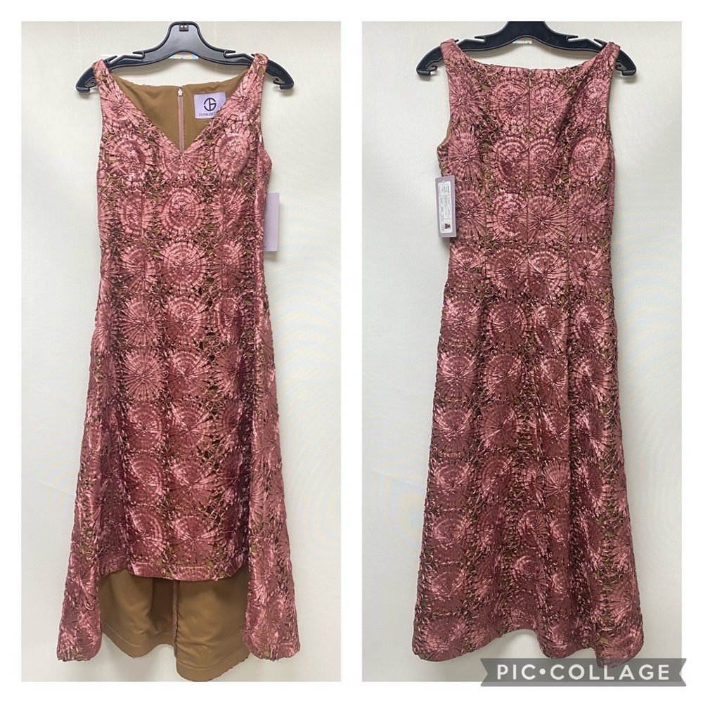 Js Collections pinwheel soutache V-Neck high Low gown - Picture 8 of 10